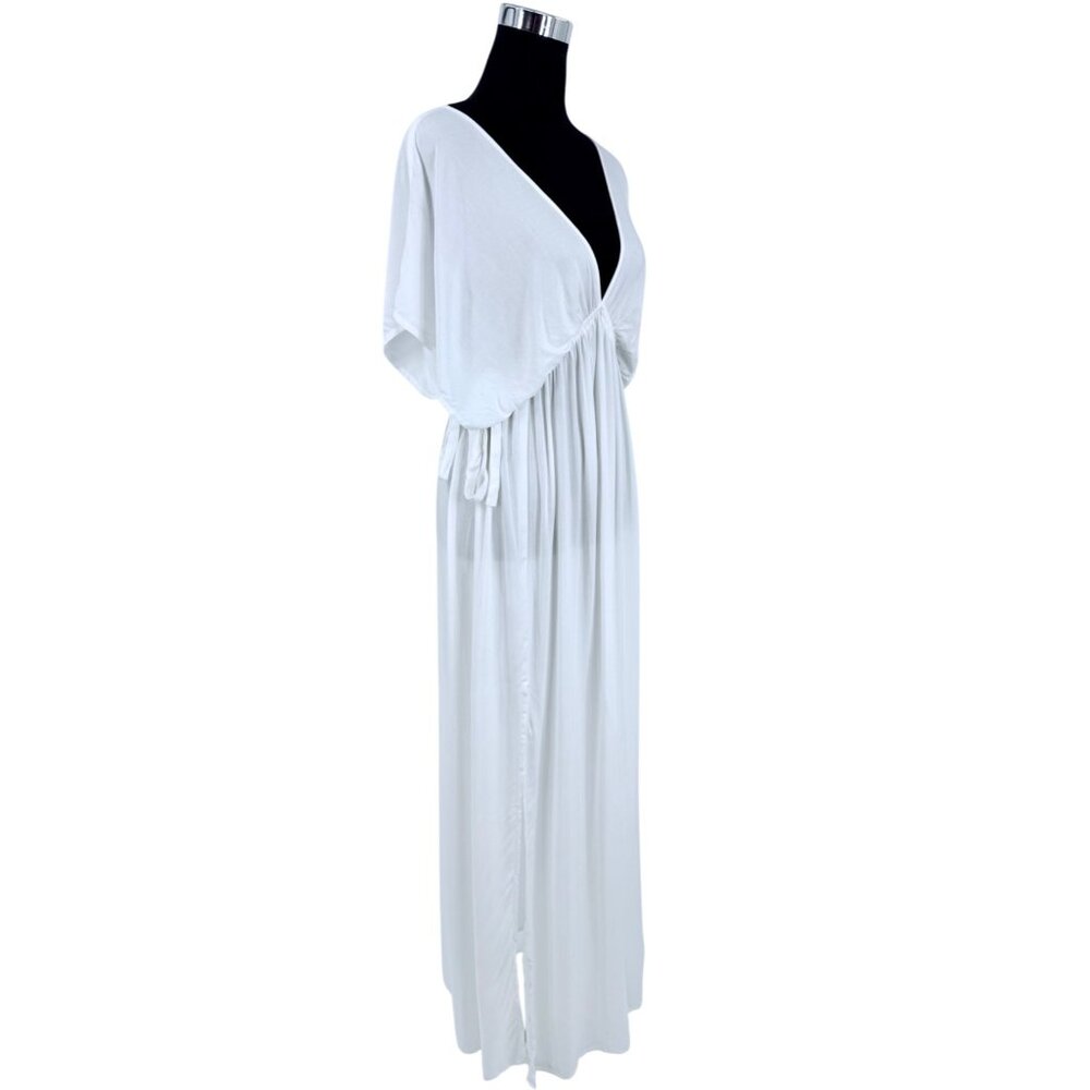 ASOS Maternity White V-Neck Maxi Dress Butterfly Sleeve Empire Waist Boho - Picture 6 of 16